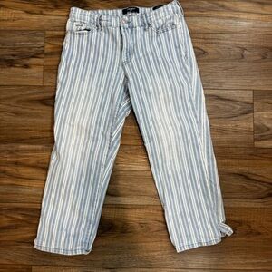 Nine West Blue and White Striped Capri Jeans